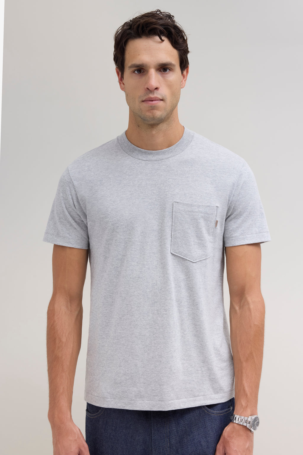 90s Pocket T-Shirt - Light Grey Mix