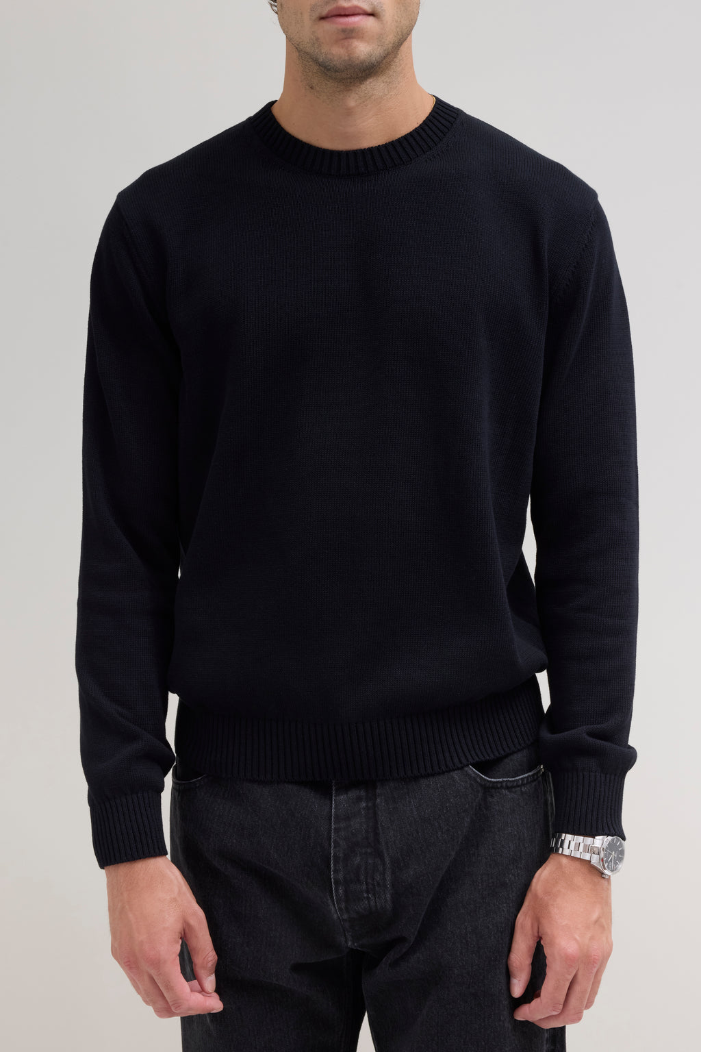 Knit Cotton Crewneck - Black