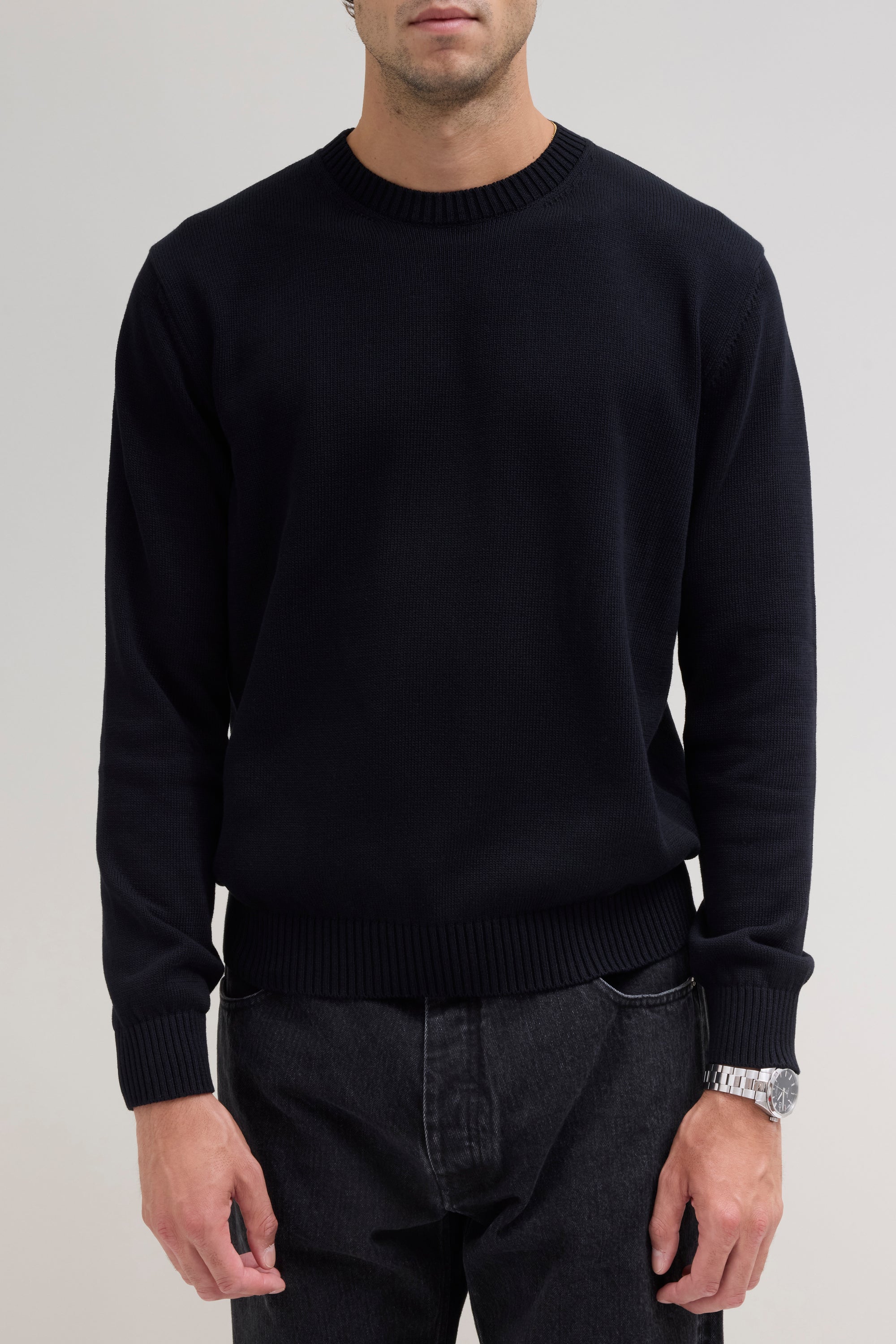 Knit Cotton Crewneck - Black