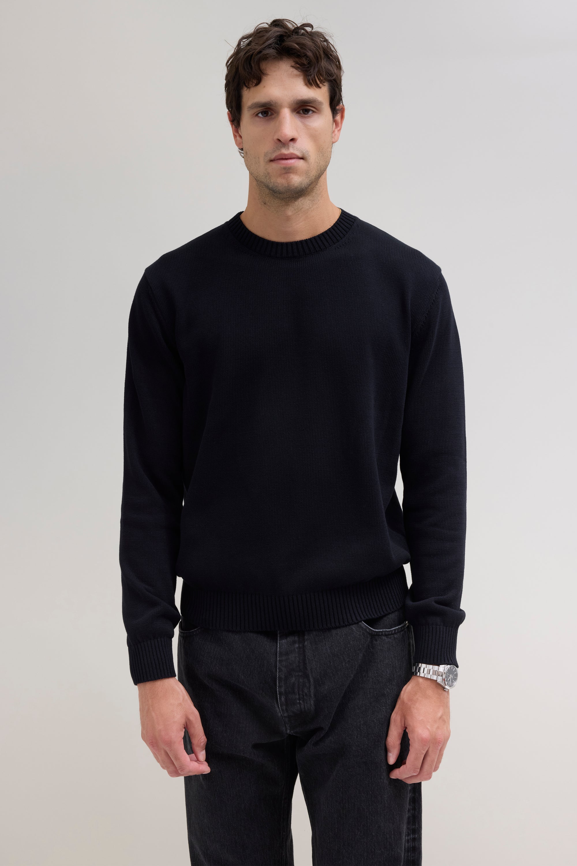 Knit Cotton Crewneck - Black