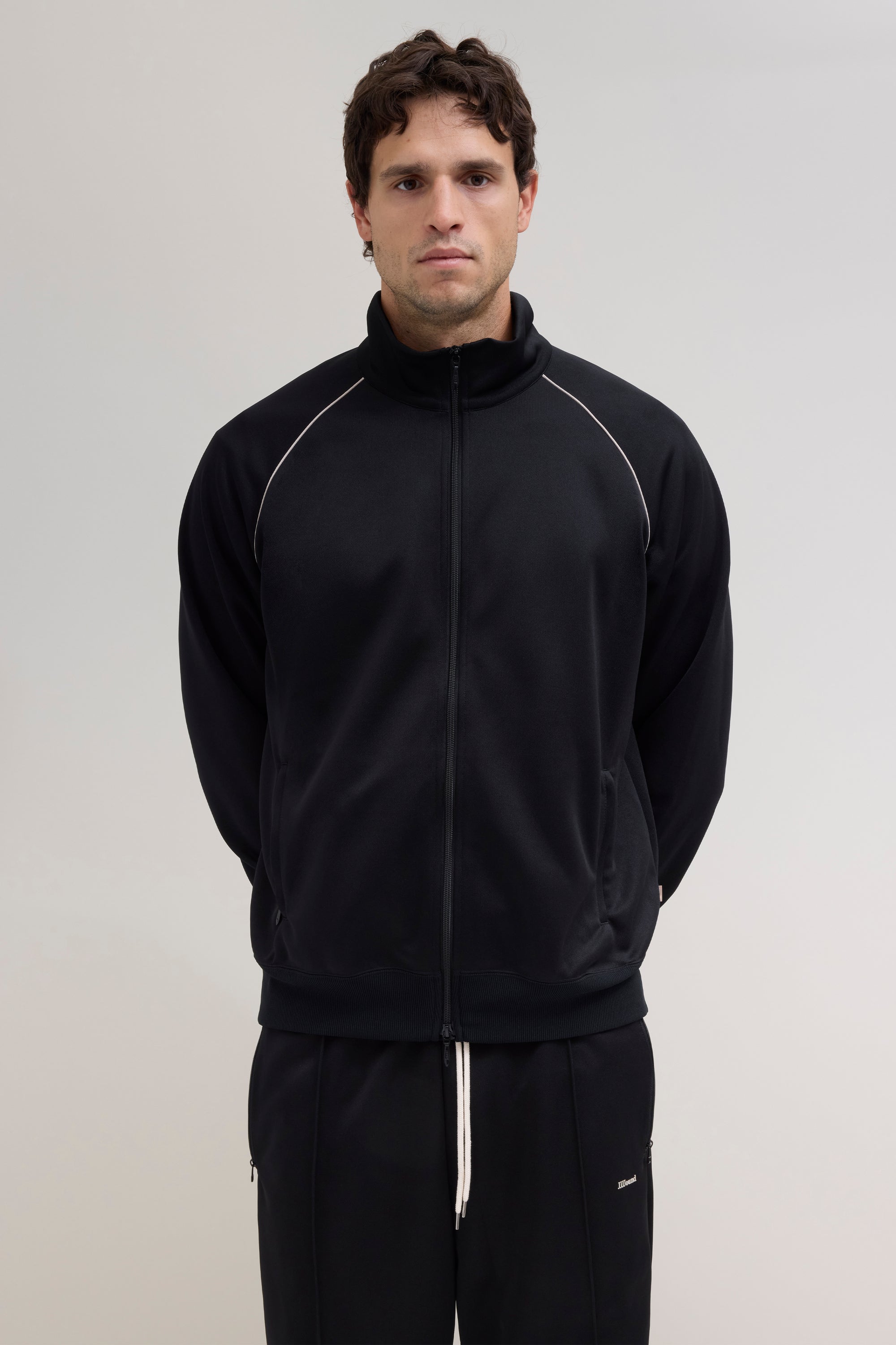 Relaxed Tricot Track Top - Black