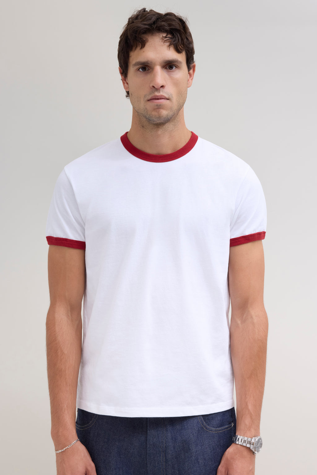 70s Ringer T-Shirt - White/Red