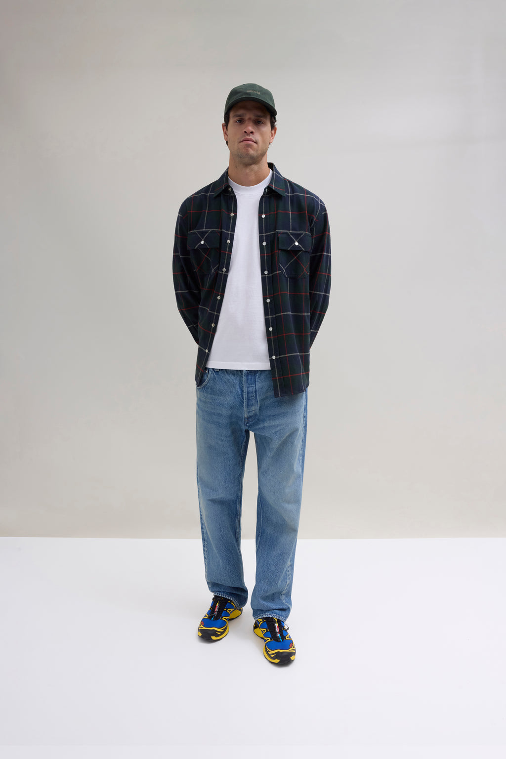 Plaid Flannel Shirt - Navy/Forest Green