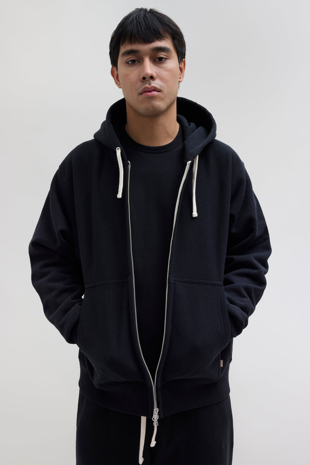 80s Hooded Zip Sweatshirt - Black