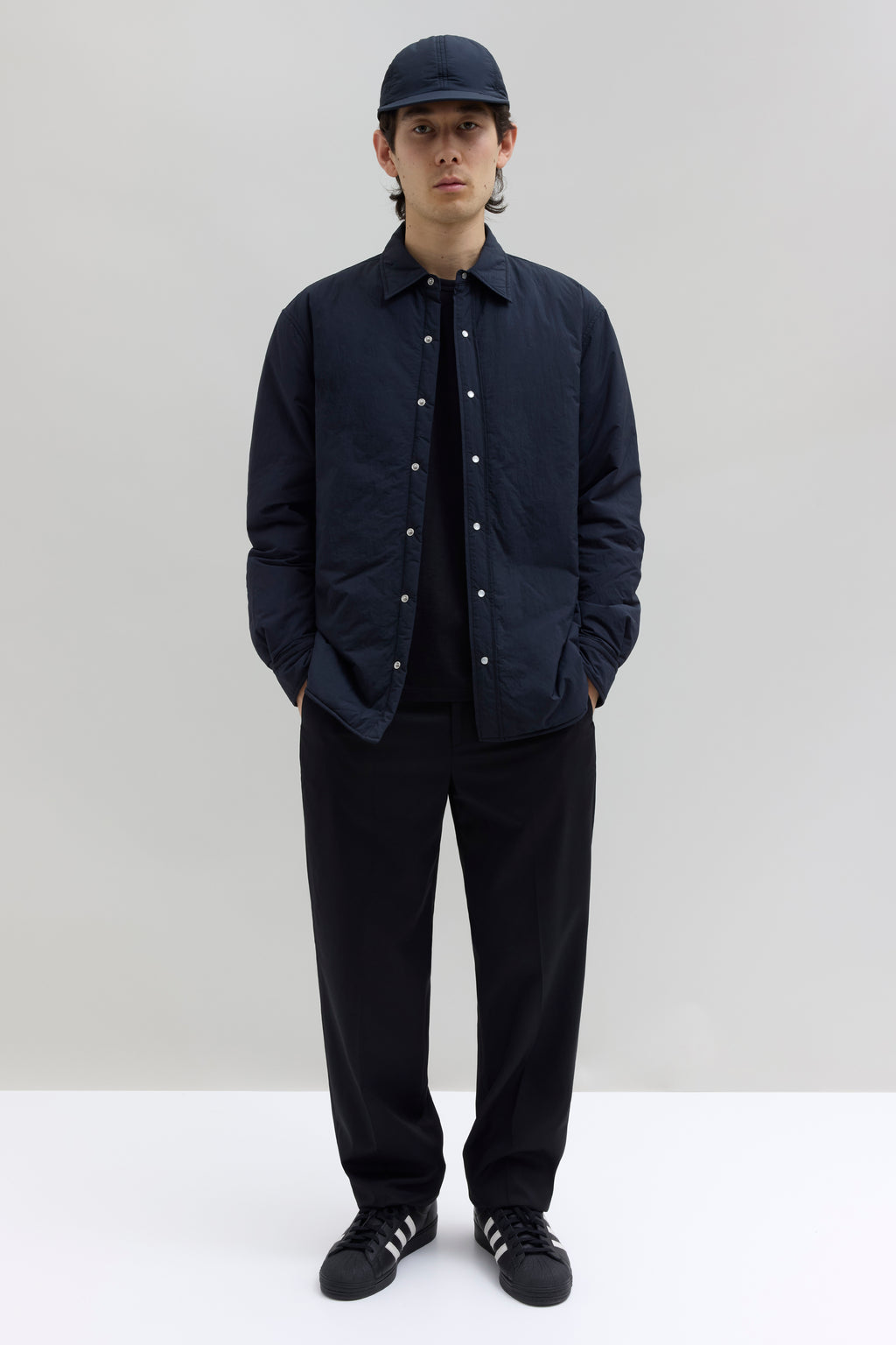 Padded Nylon Overshirt - Black