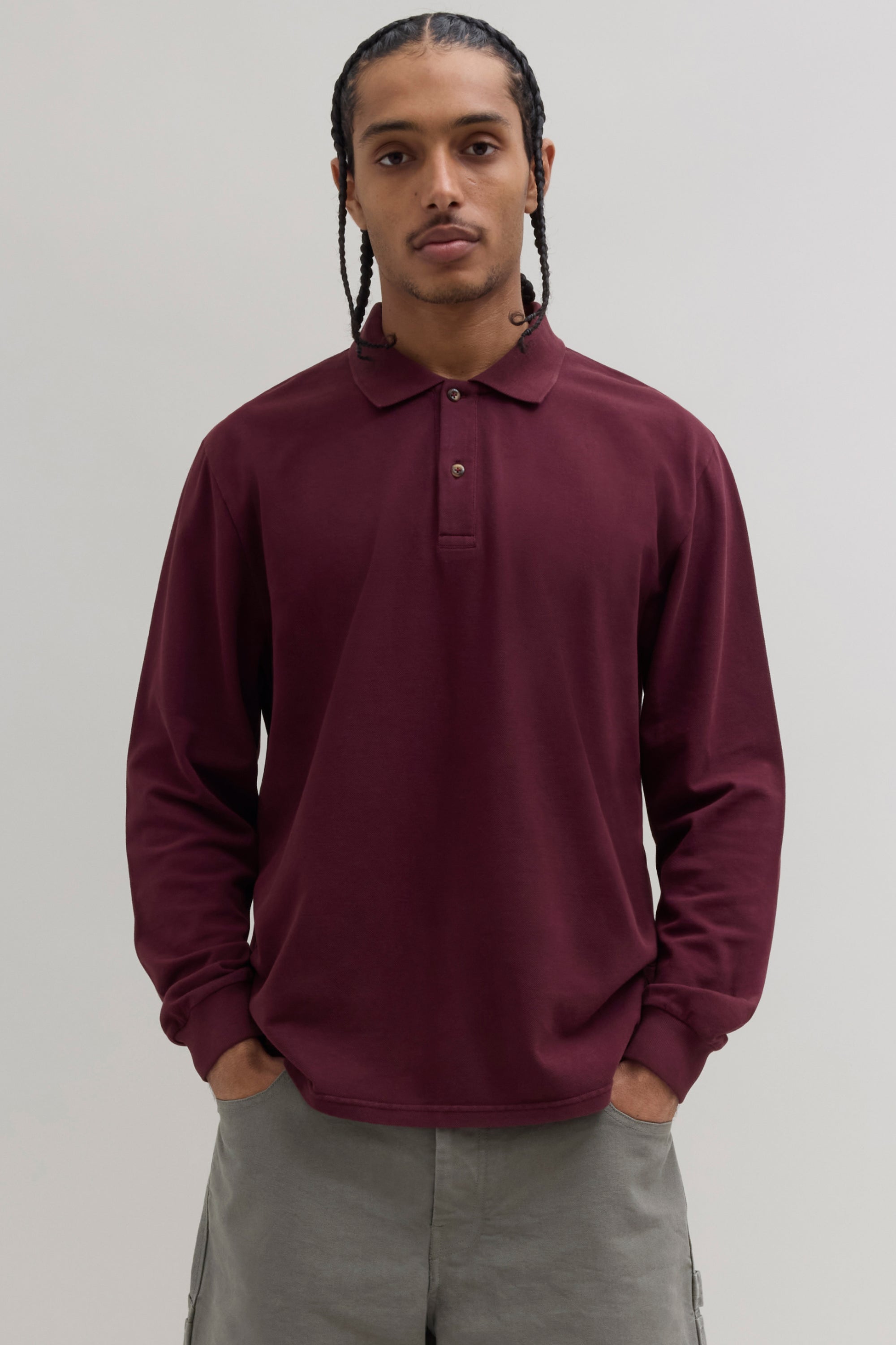 Longsleeve Polo Shirt - Burgundy