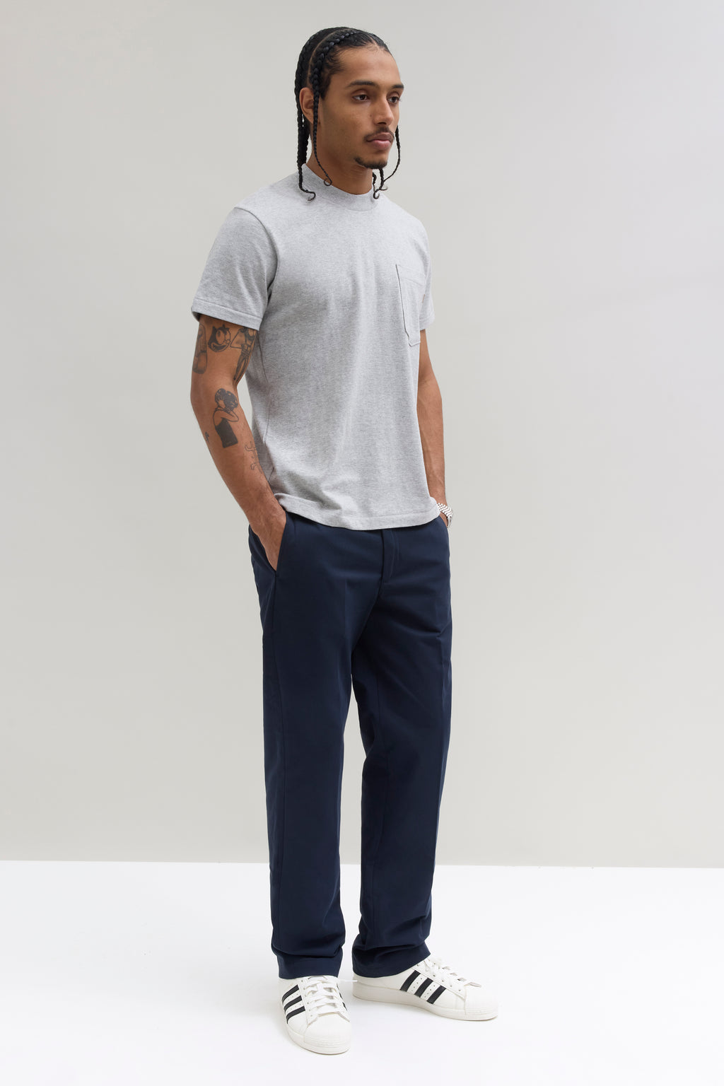 90s Pocket T-Shirt - Light Grey Mix