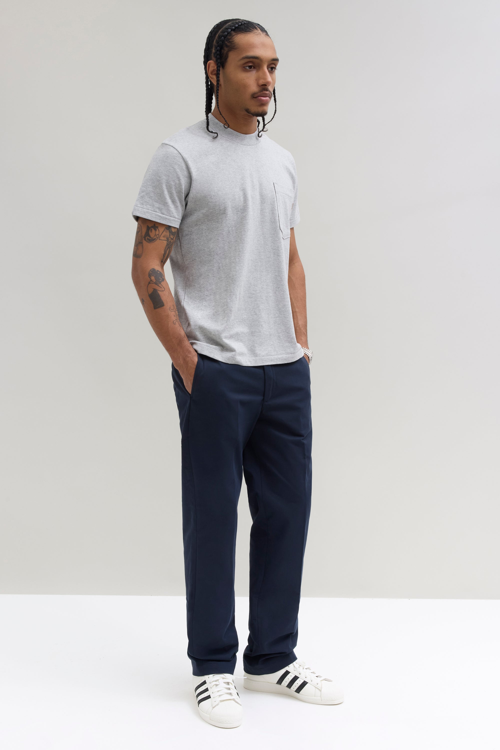 90s Pocket T-Shirt - Light Grey Mix