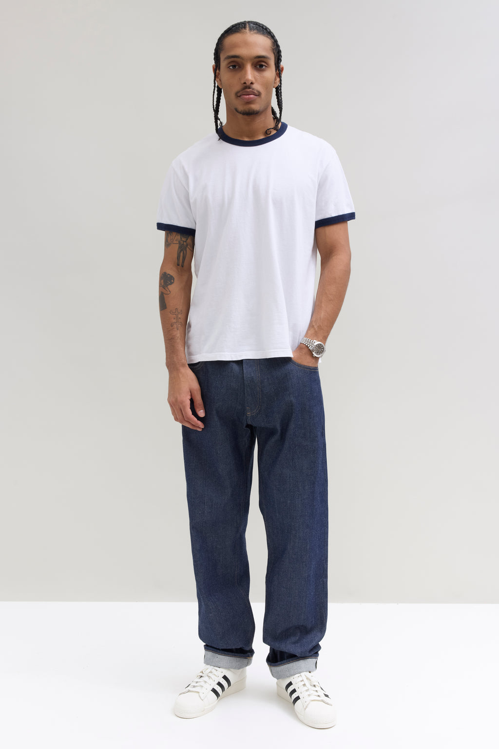 70s Ringer T-Shirt - White/Midnight