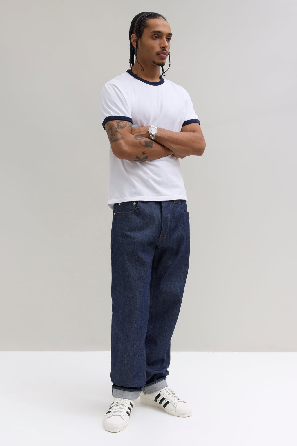 70s Ringer T-Shirt - White/Midnight