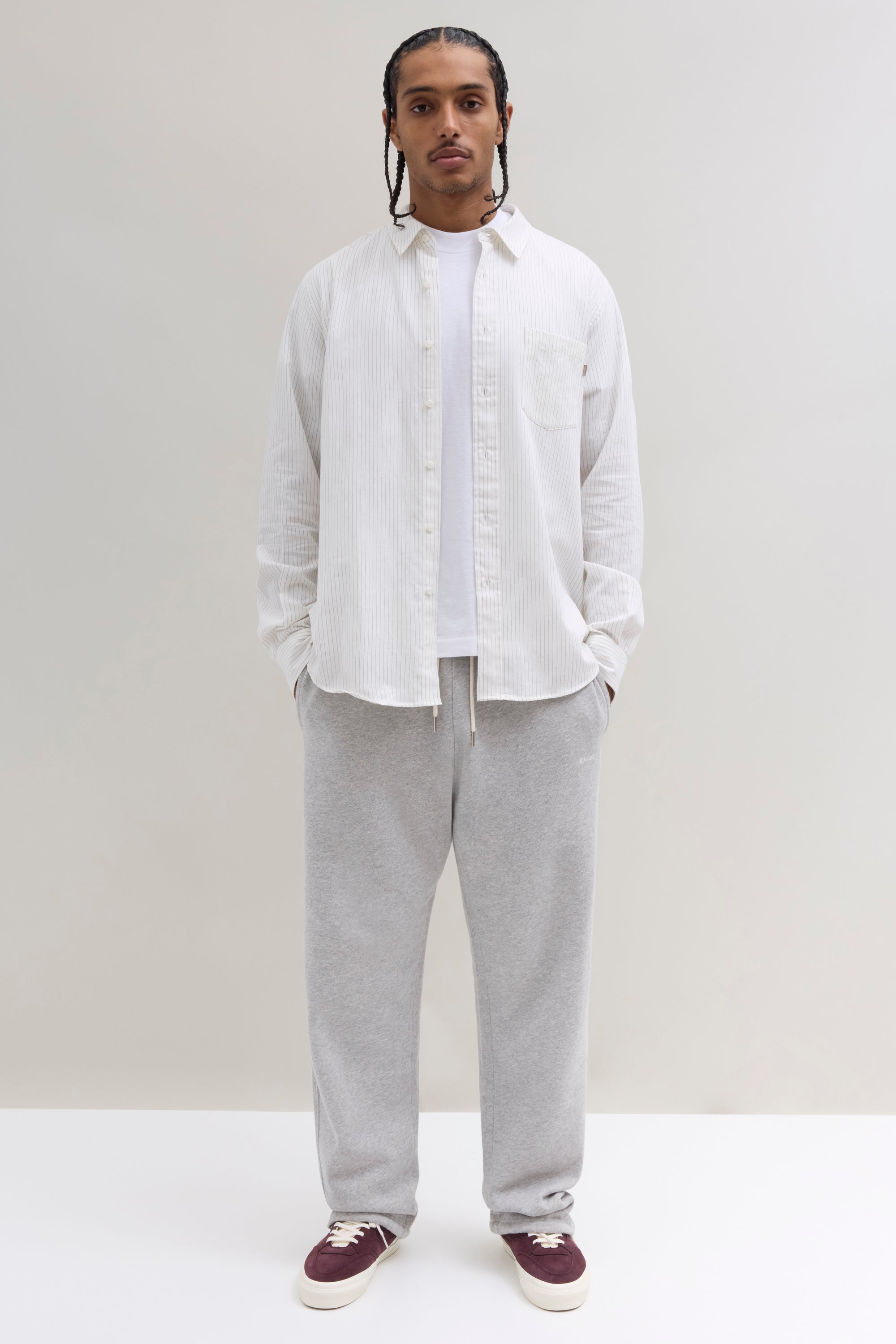 Striped Button Up Shirt - Off-White/Black