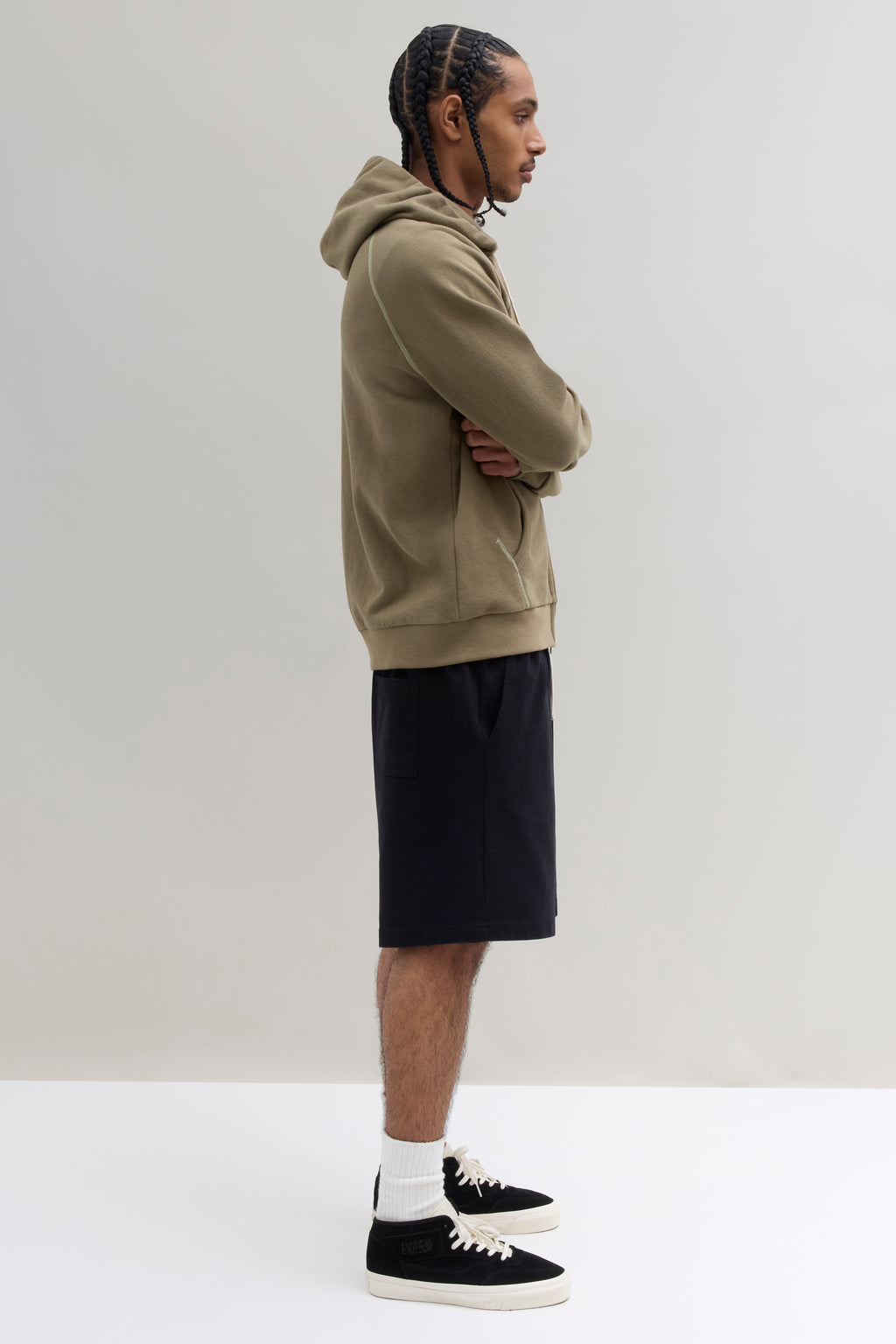 70s Hooded Zip Sweatshirt - Light Olive