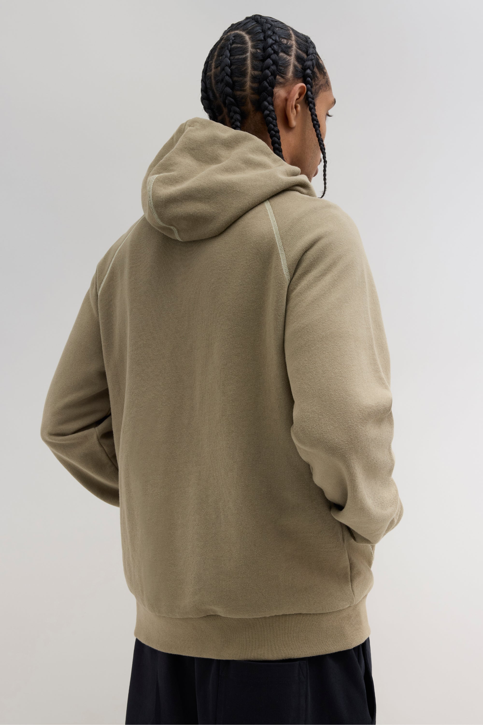 70s Hooded Zip Sweatshirt - Light Olive