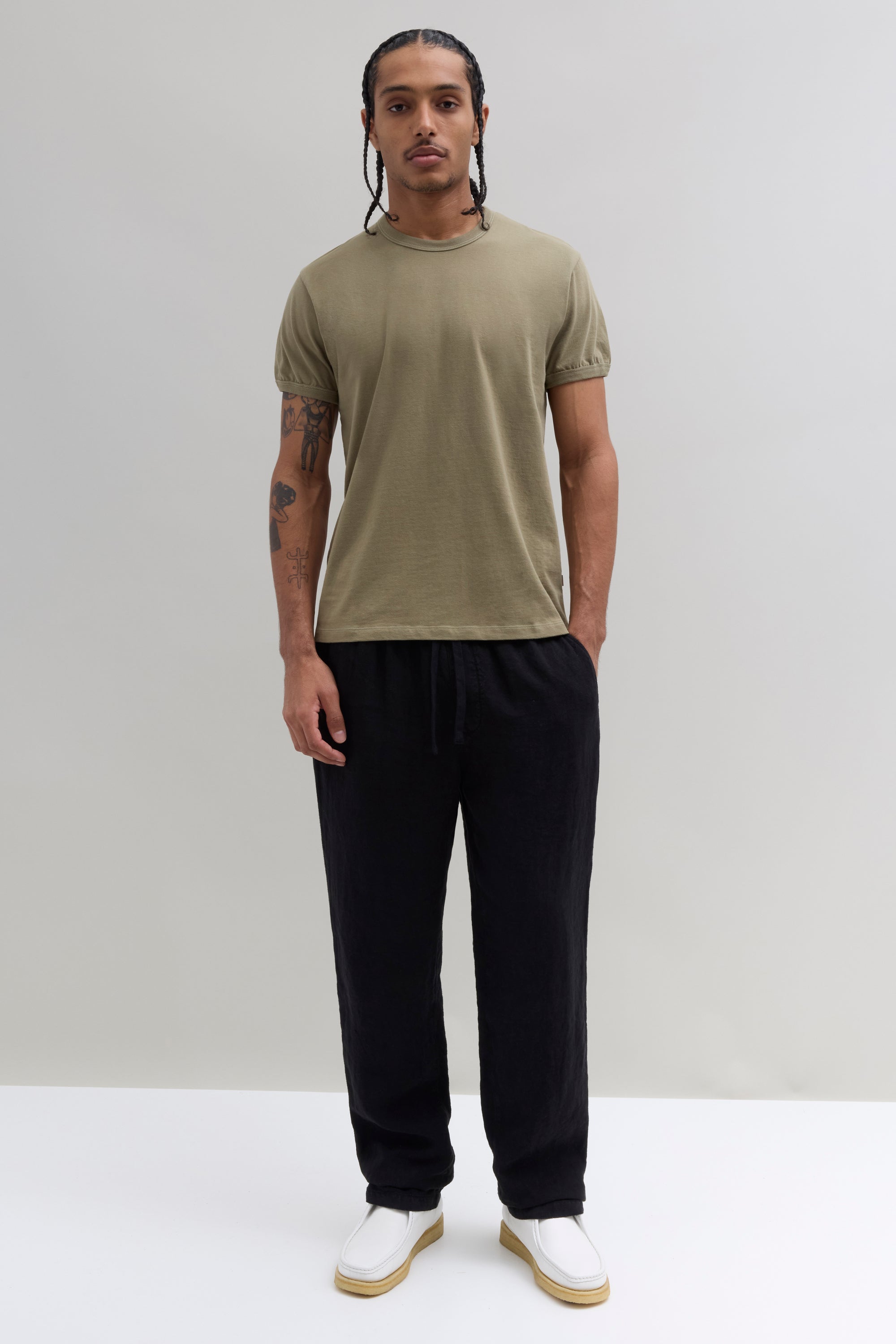 70s Ringer T-Shirt - Light Olive