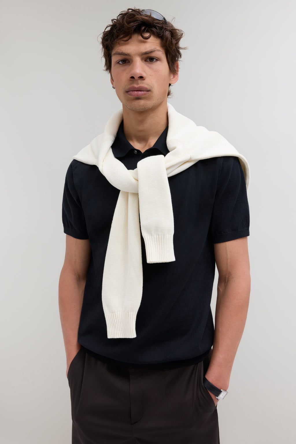 Knit Cotton Polo - Black