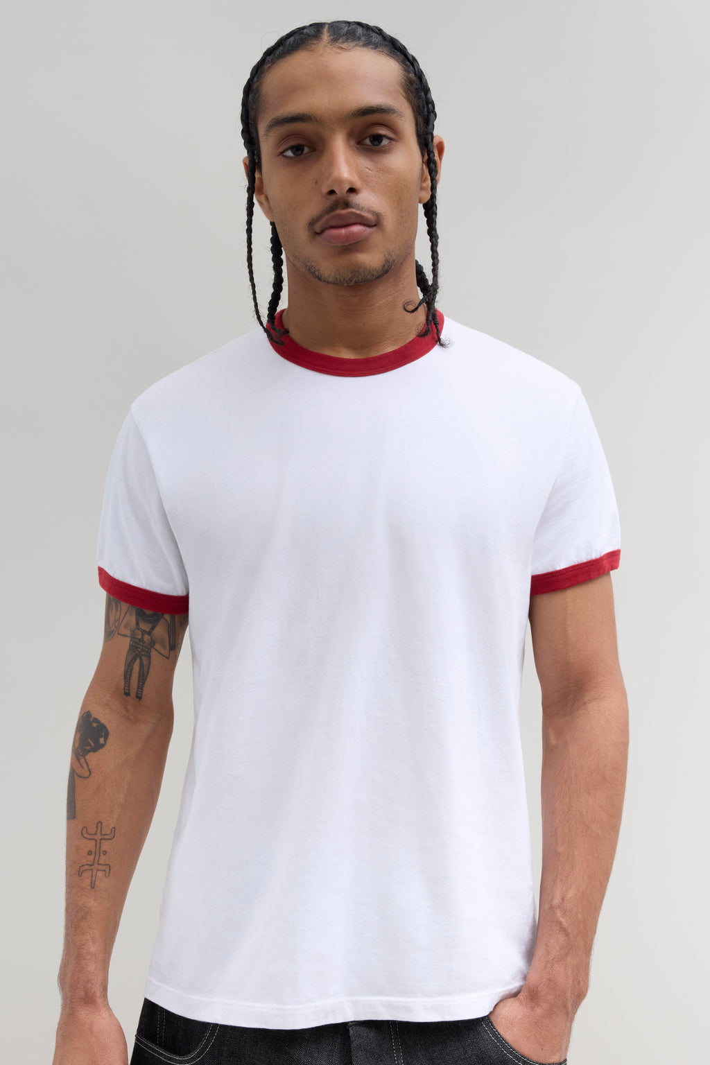 70s Ringer T-Shirt - White/Red