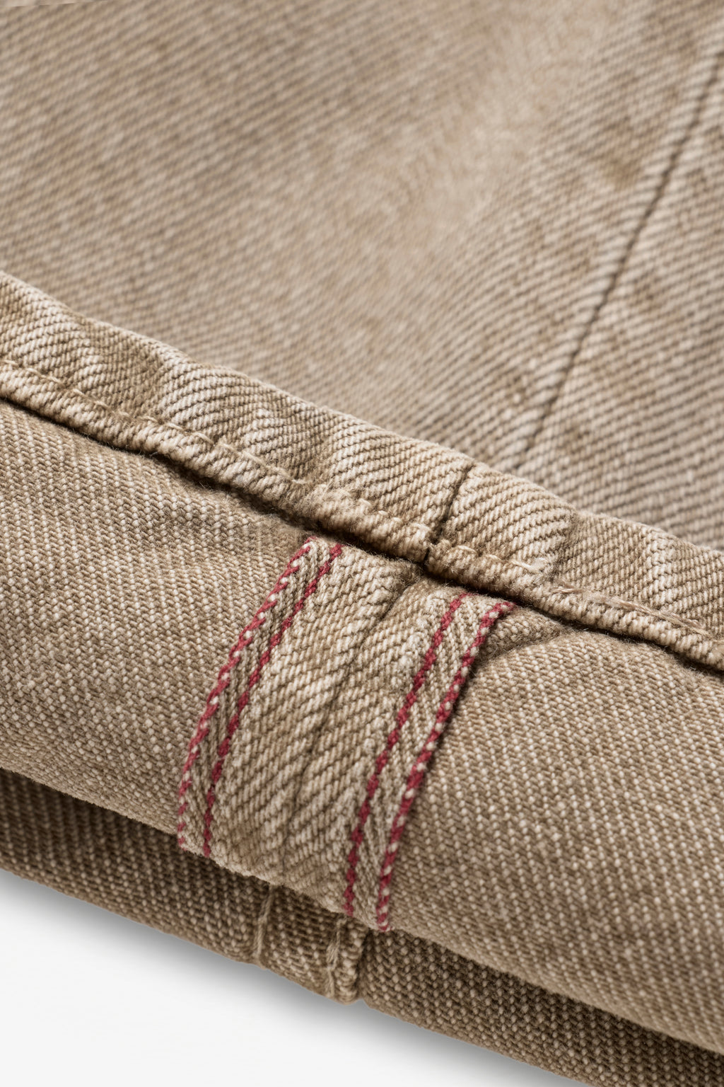 Straight Selvedge Denim Jeans - Taupe Stonewashed