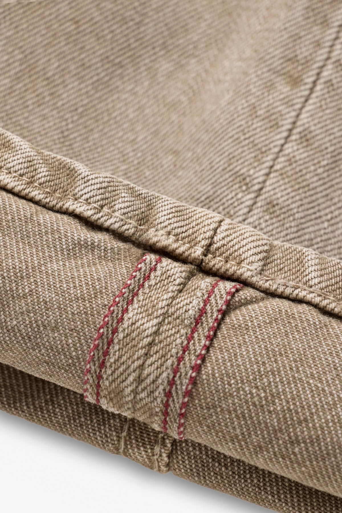 Straight Selvedge Denim Jeans - Taupe Stonewashed