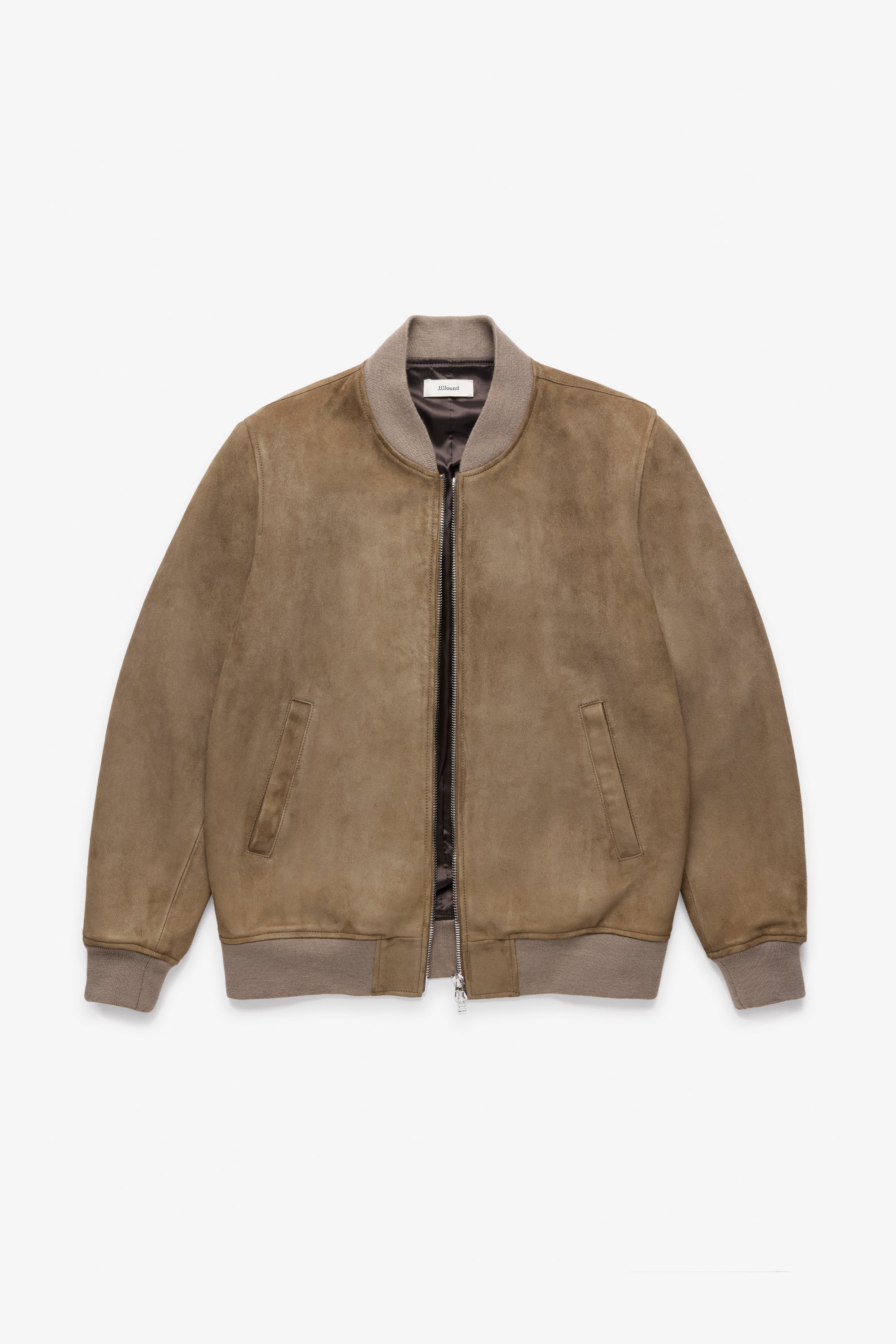 Suede Baseball Jacket - Tan