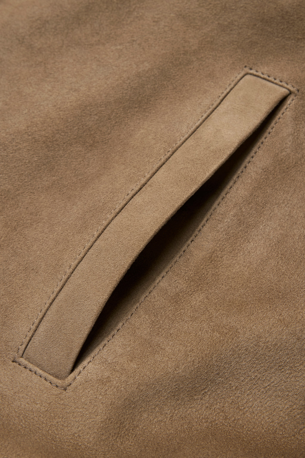 Suede Baseball Jacket - Tan