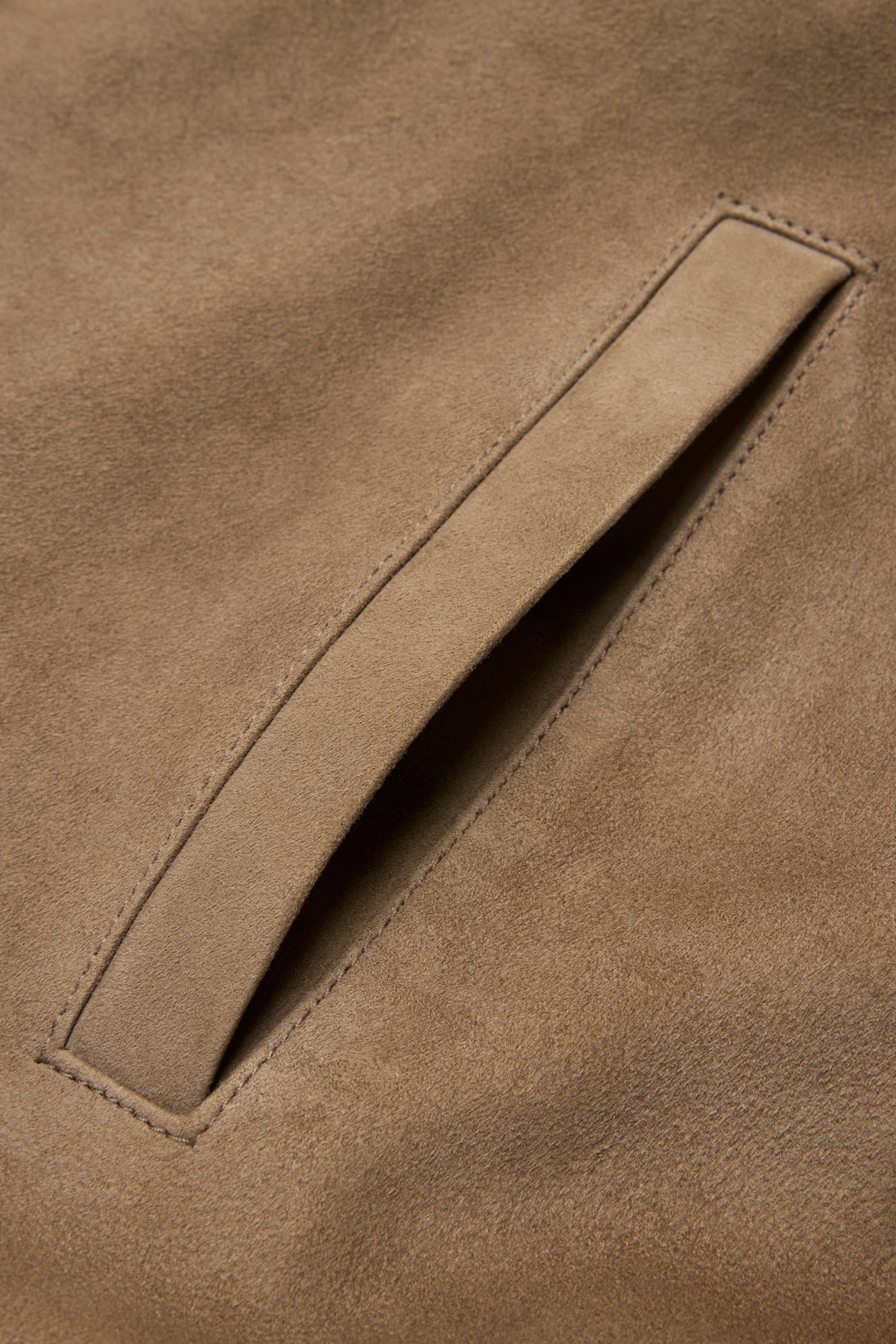 Suede Baseball Jacket - Tan