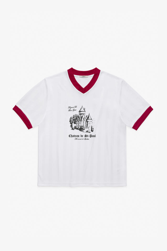 90s V-Neck Soccer Shirt - White/Red