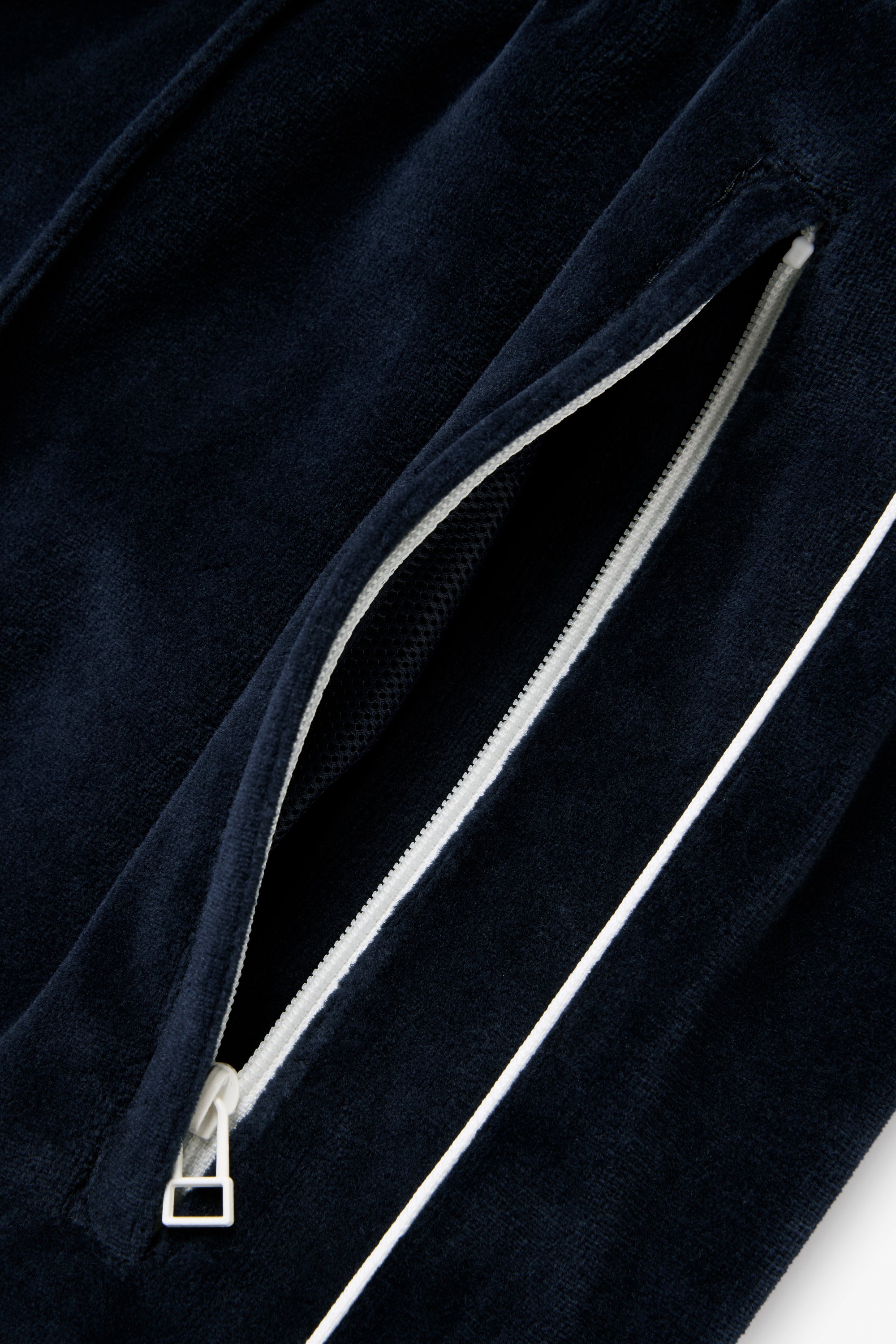 Relaxed Velour Track Pant - Navy