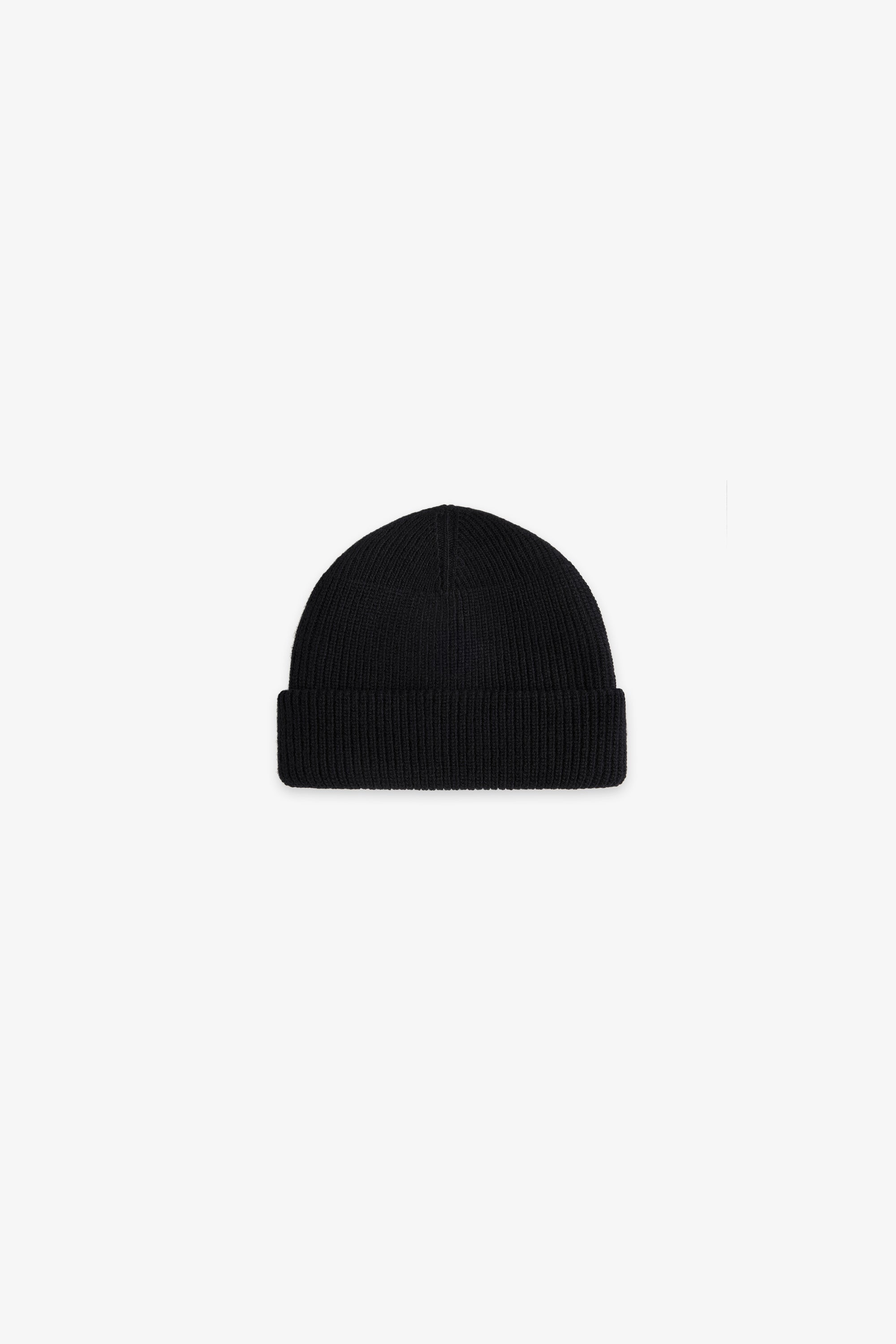 Double Layer Wool Beanie - Black
