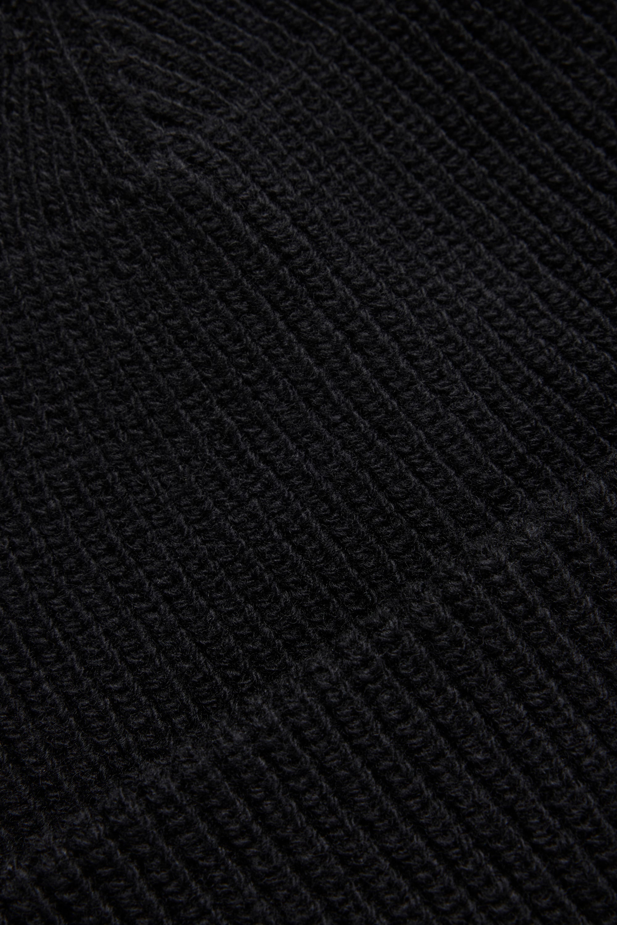 Double Layer Wool Beanie - Black