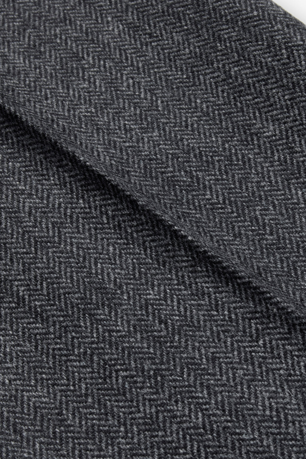Wool Trousers Wide - Charcoal Herringbone